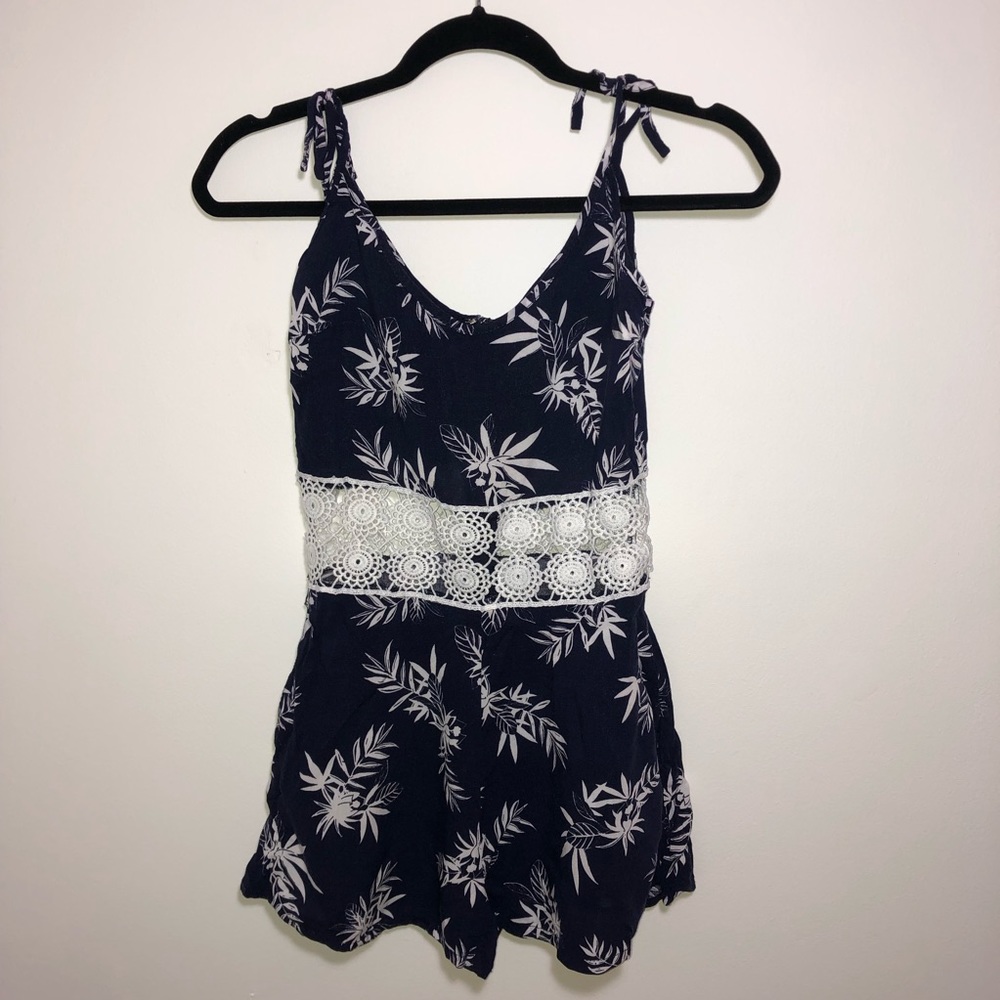 Blue Palm Leaf Romper